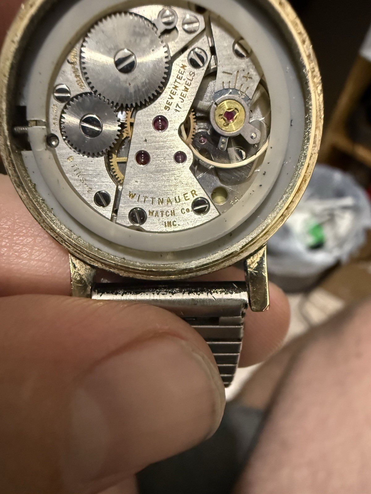 Wittnauer Swiss Manual Wind 17J Vintage Gold Plated Black Dial 32-35.9mm