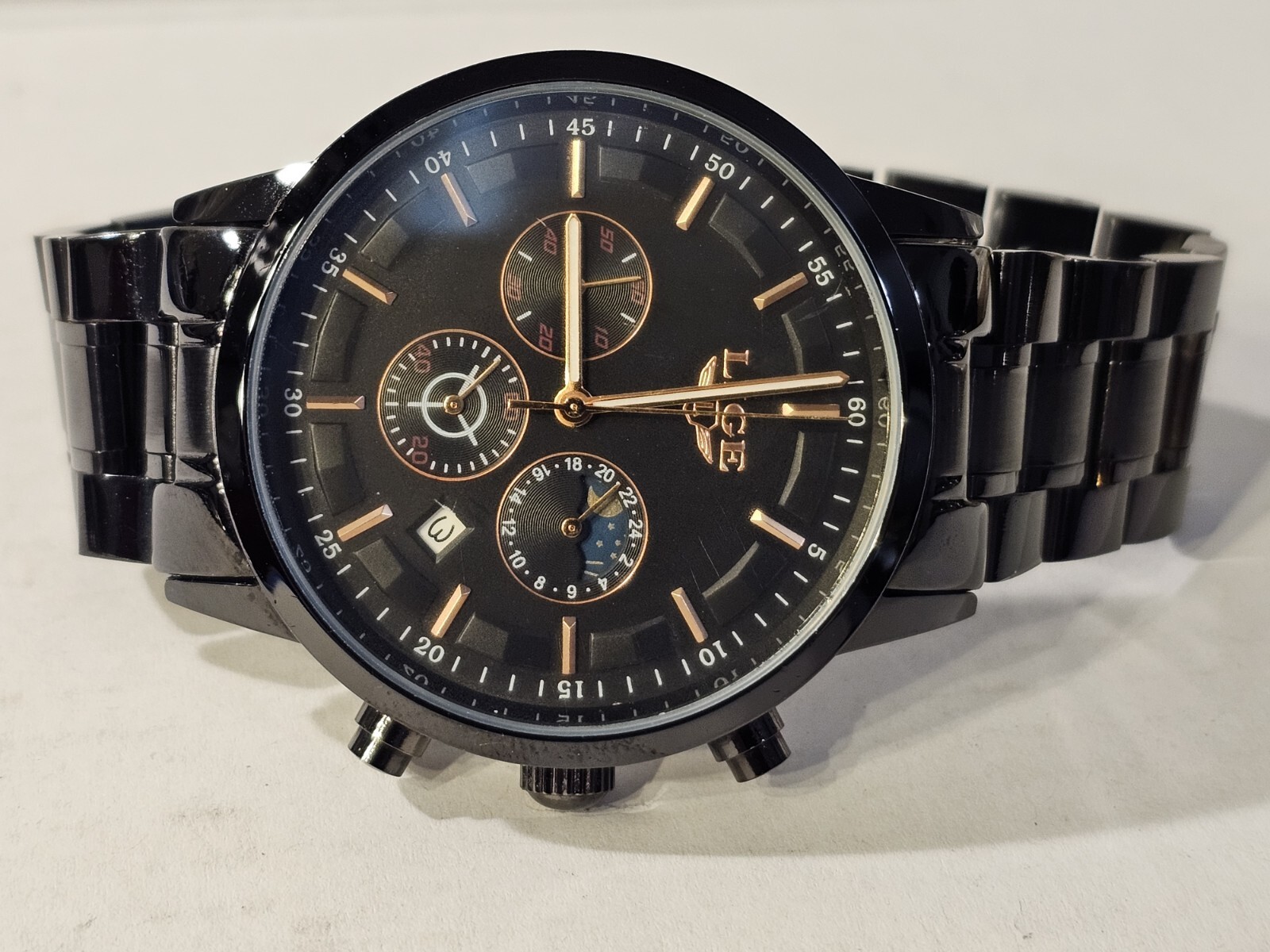 LIGE MENS WATCH “FOR DREAM” 1853 STAINLESS STEEL MOONPHASE WR CHRONOGRAPH
