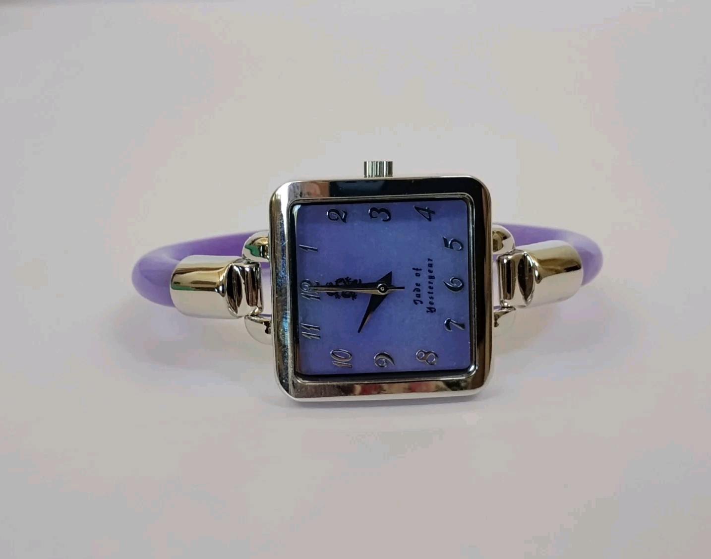 Jade of Yesteryear JOY Genuine Lavender Jade Square Case Bangle Watch NEW