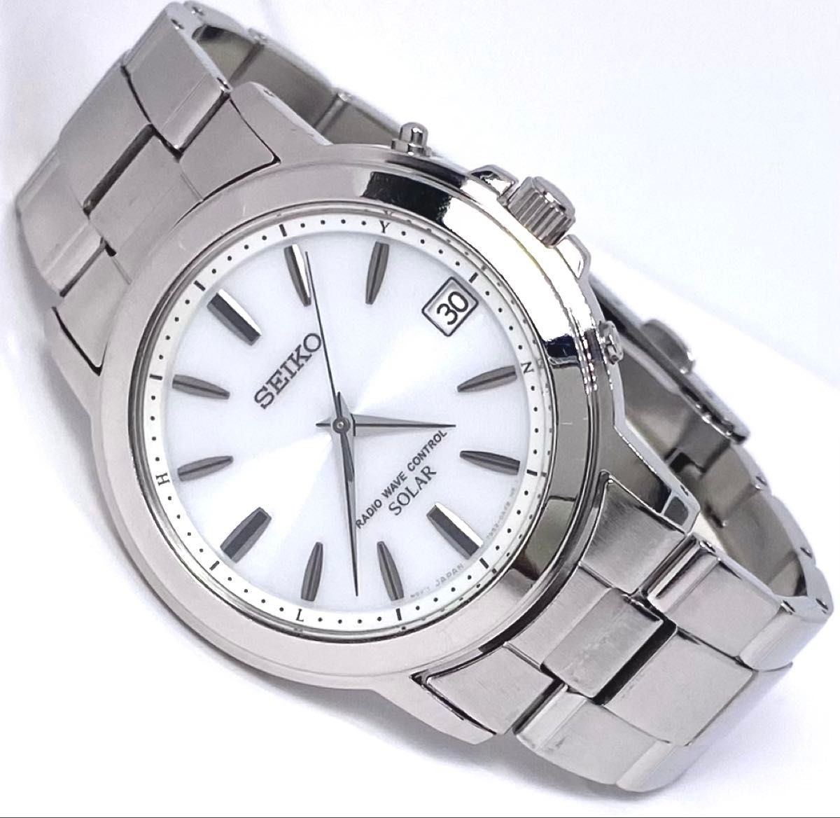 Seiko 7B52 Radio Solar White Dial Stainless Watch