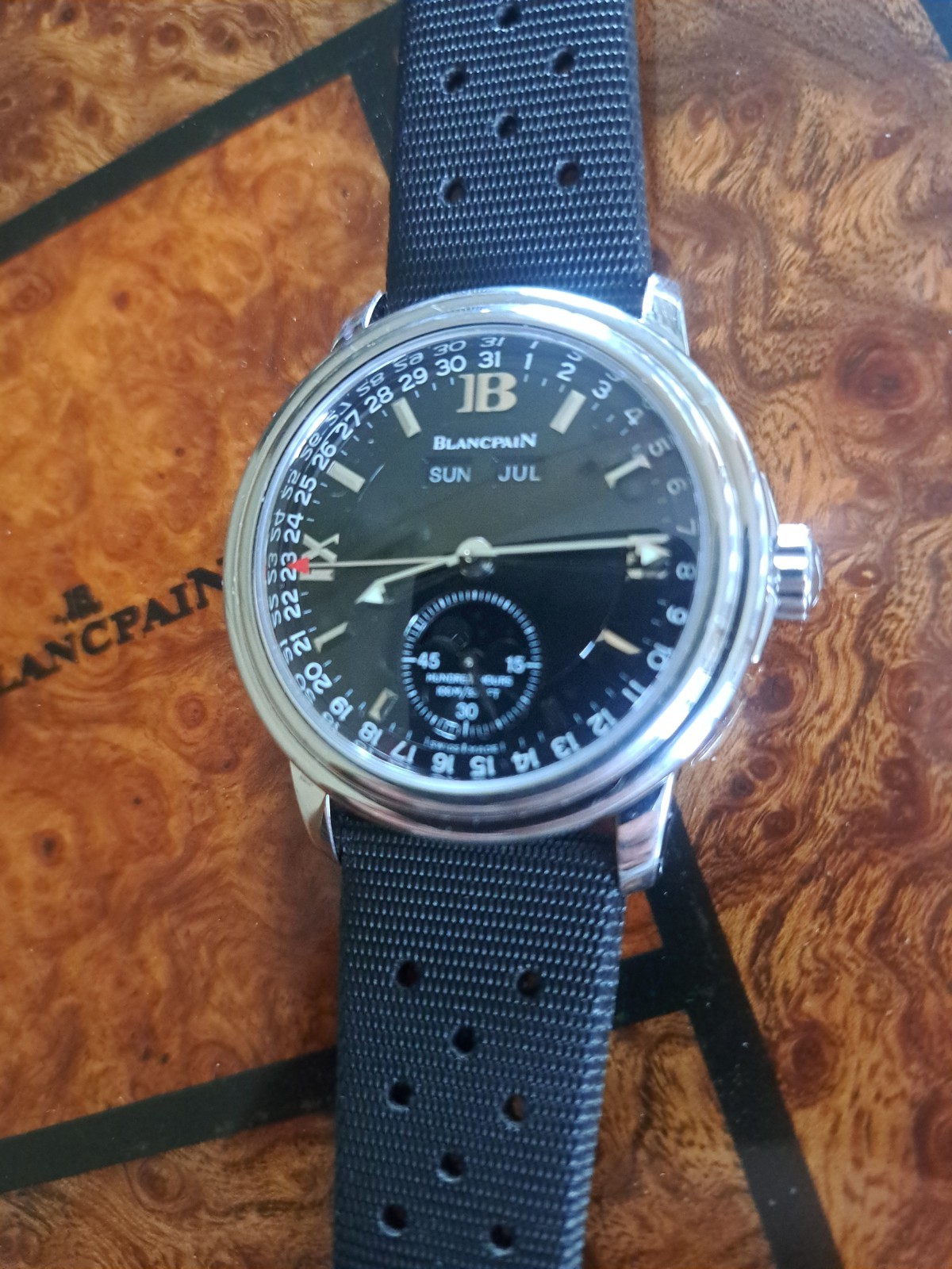 Blancpain Leman Complete Calendar Moonphase Black Dial Rare 38mm W/Box