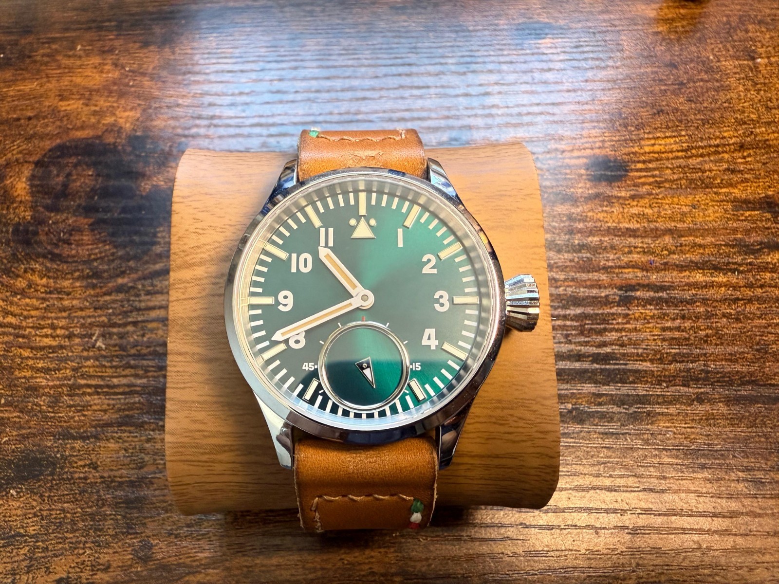 Qaiser Pathfinder green Watch Swiss made ETA 6498 movement handmade Strap