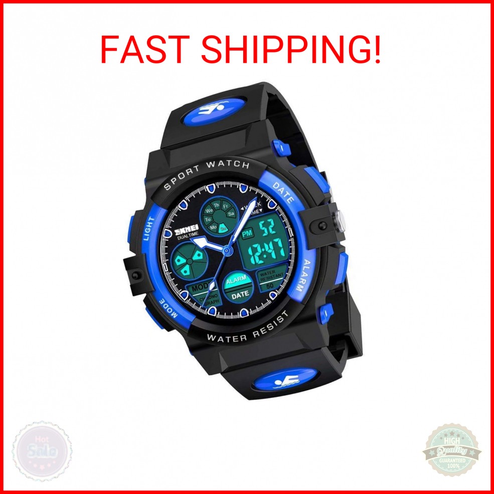 Cofuo Kids Watches Boys for 5-12 Year Old, Analog-Digital Sports Waterproof Watc