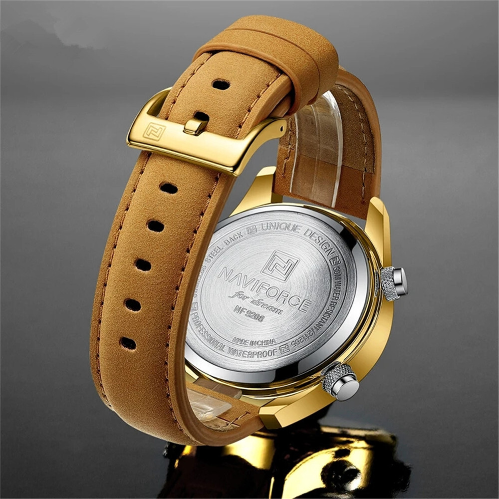 NAVIFORCE Men Digital Watch Chronograph Quartz Wristwatch LED Alarm Sport Watch
