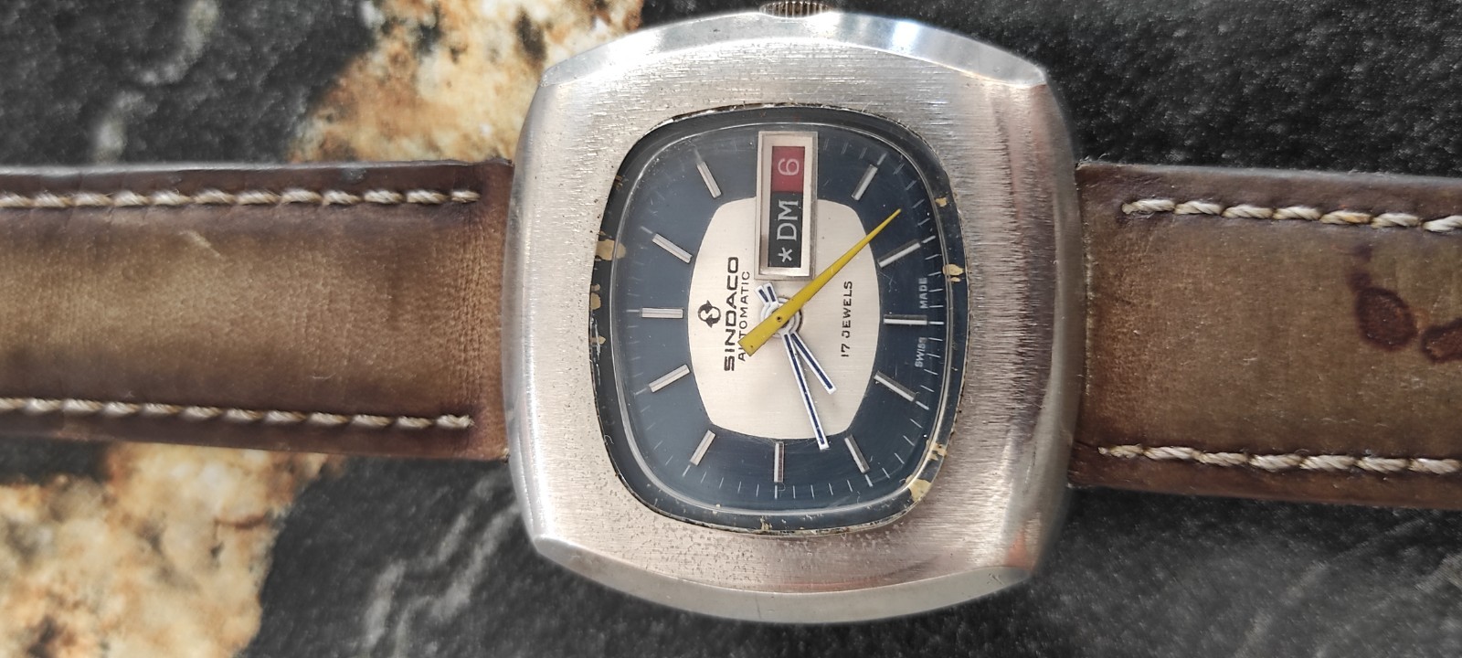 Vintage Sindaco Automatic Ronda-Matic Cal. 1219-21 17 Jewels Swiss Made Day-Date