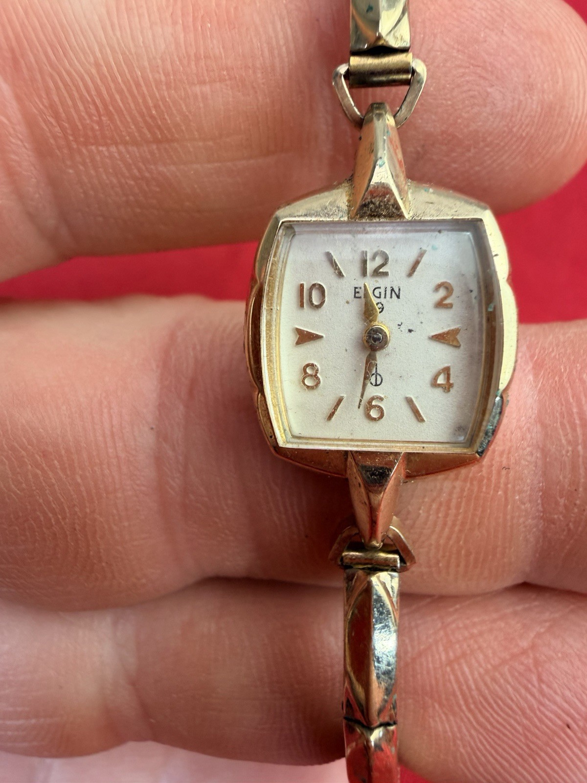 Vtg Elgin Ladies Mechanical Watch 10K RGP Bezel Fancy Lugs Parts Repair