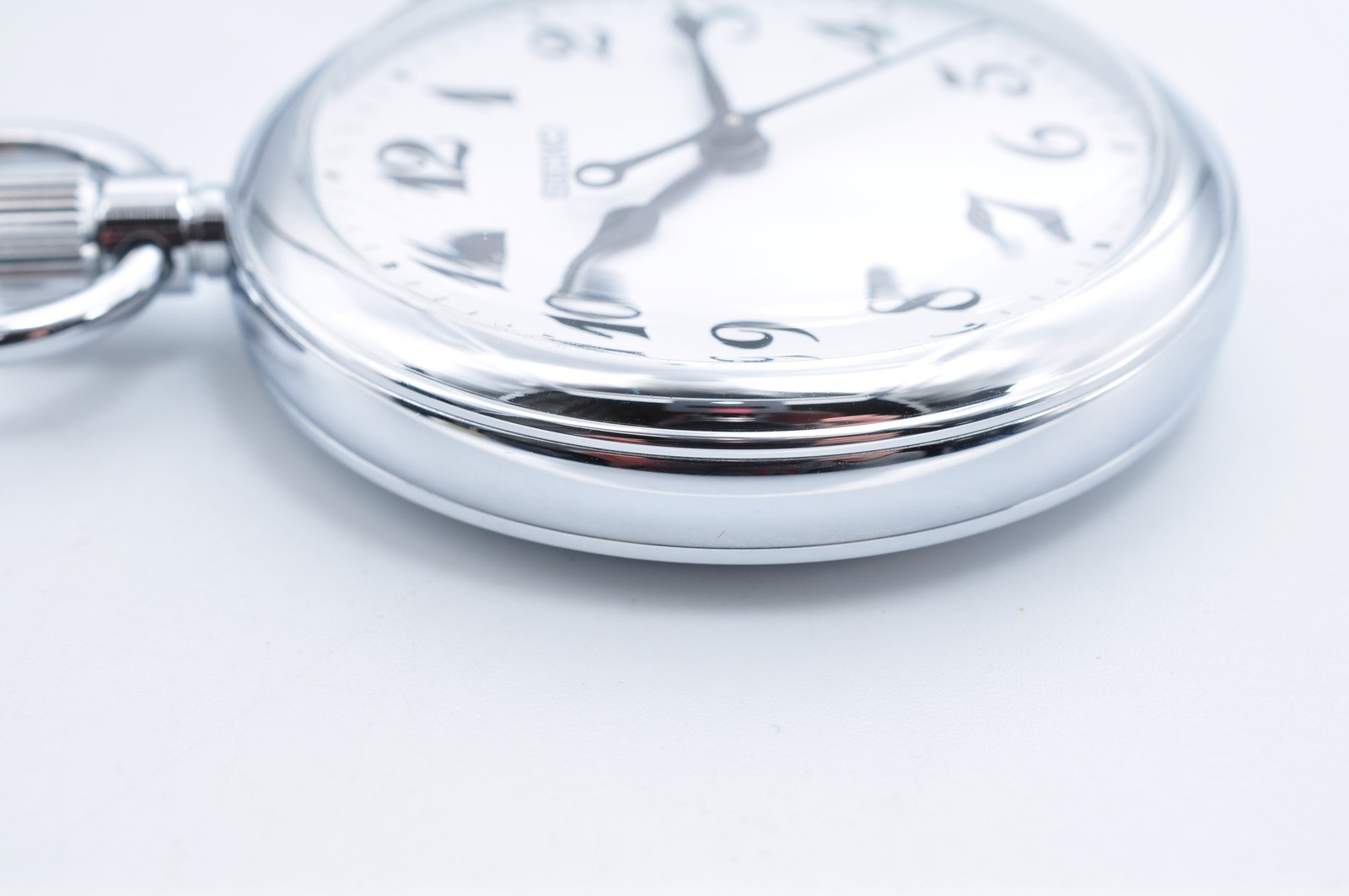 SEIKO 7C11-0010 Quartz Analog ASGP Silver Pocket Watch Japan w/Case Auth w-1035