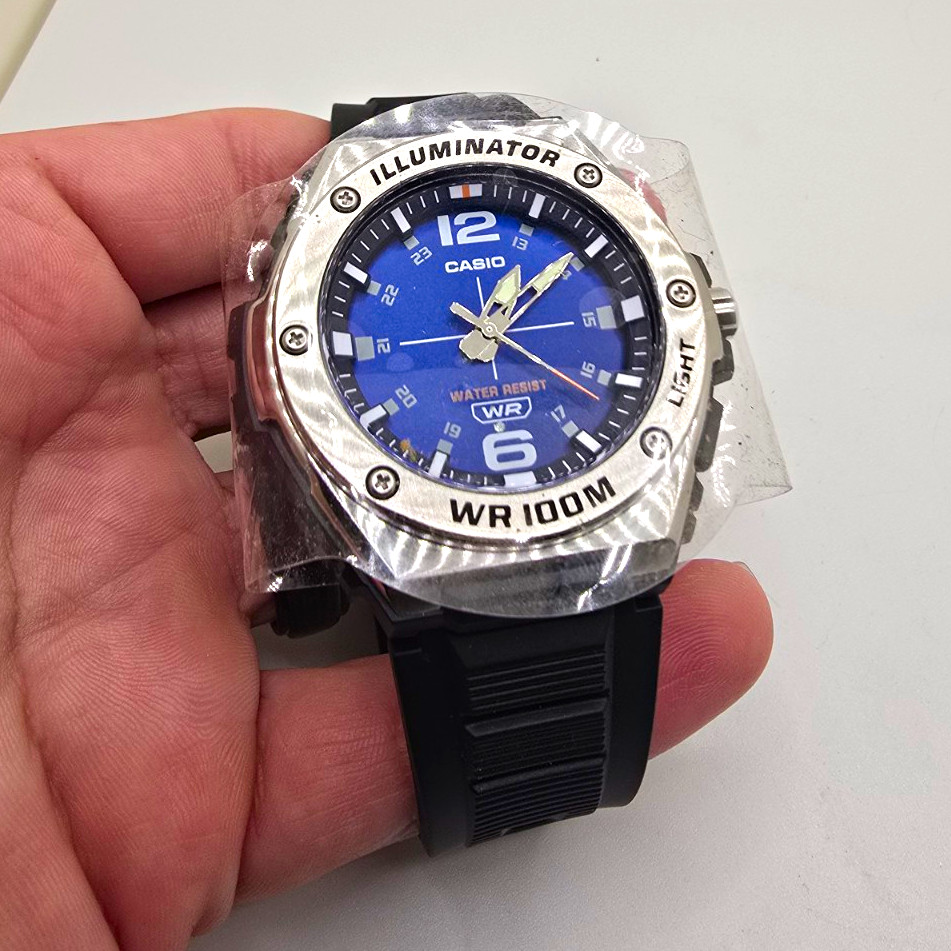 Casio Illuminator WR 100M Quartz Analog Blue Dial Black Resin Strap Watch