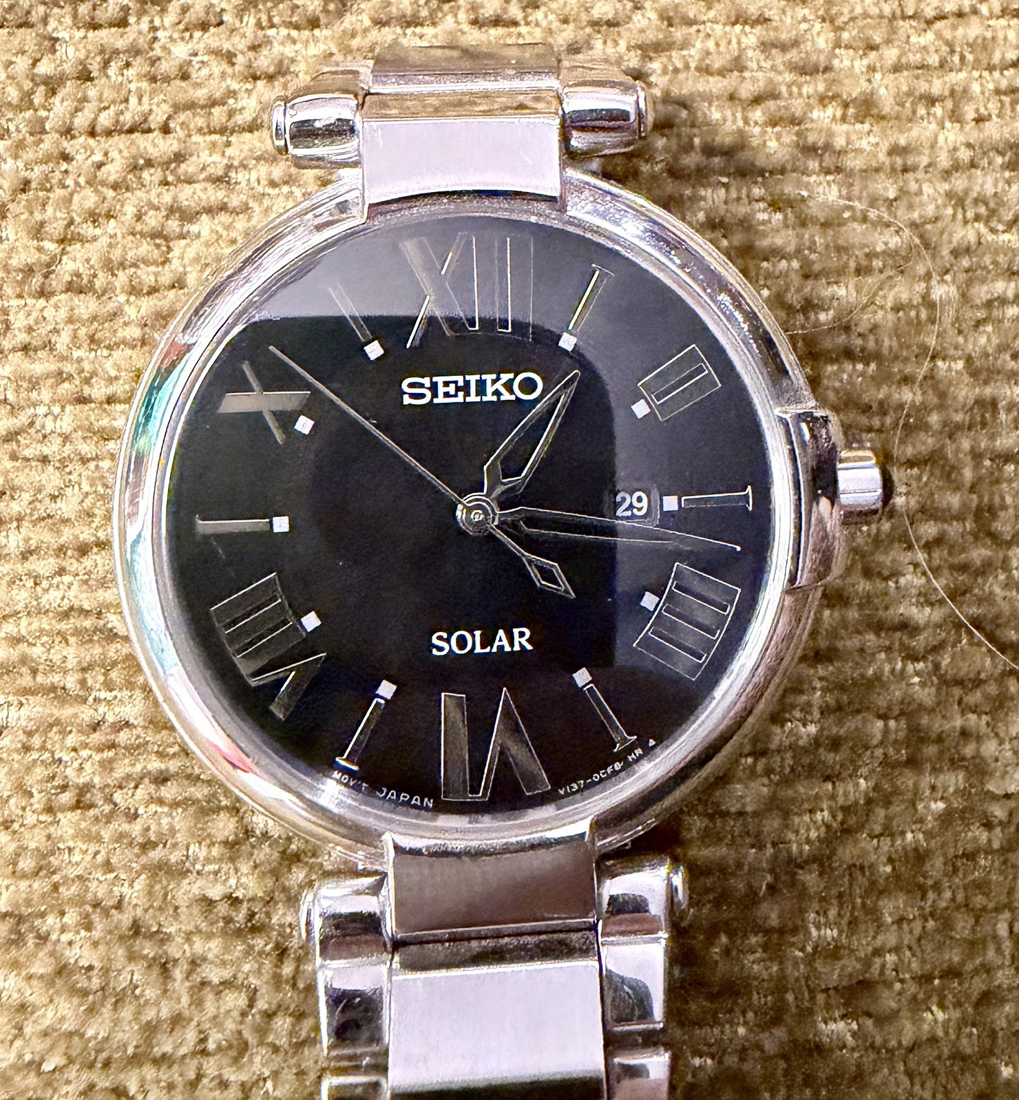Black Dial Seiko Recraft Series Solar Watch SUT173 Water Resist, Hardlex Crystal