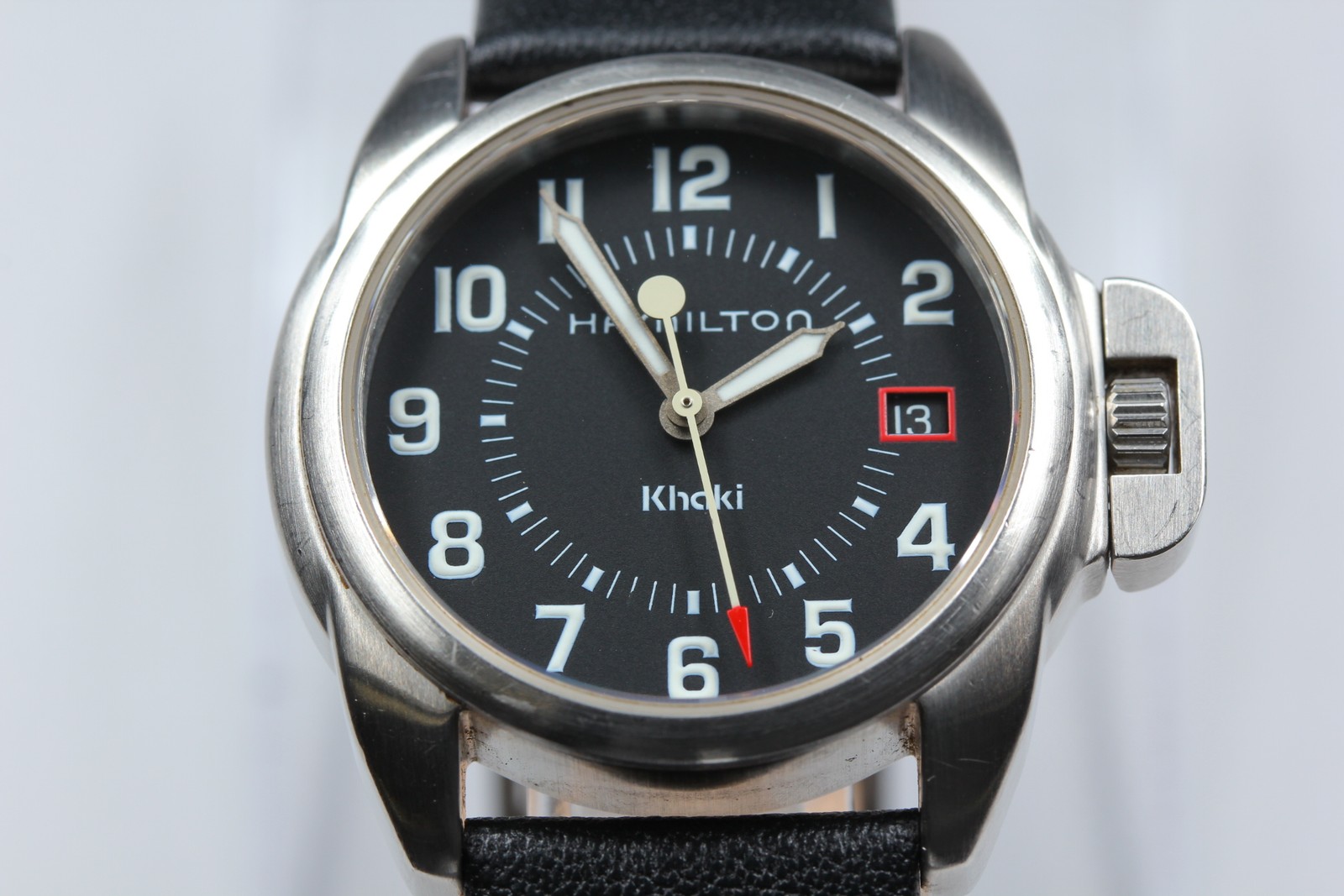 Hamilton 6301 Khaki Action Black Dial Date Qz Men’s Watch New Strap [Near MINT]
