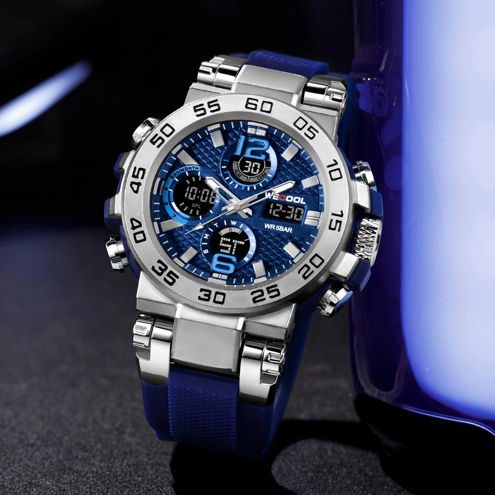 Luxury Mens Watch Quartz Diver Sport Digital Analog 5ATM Waterproof Wristwatch