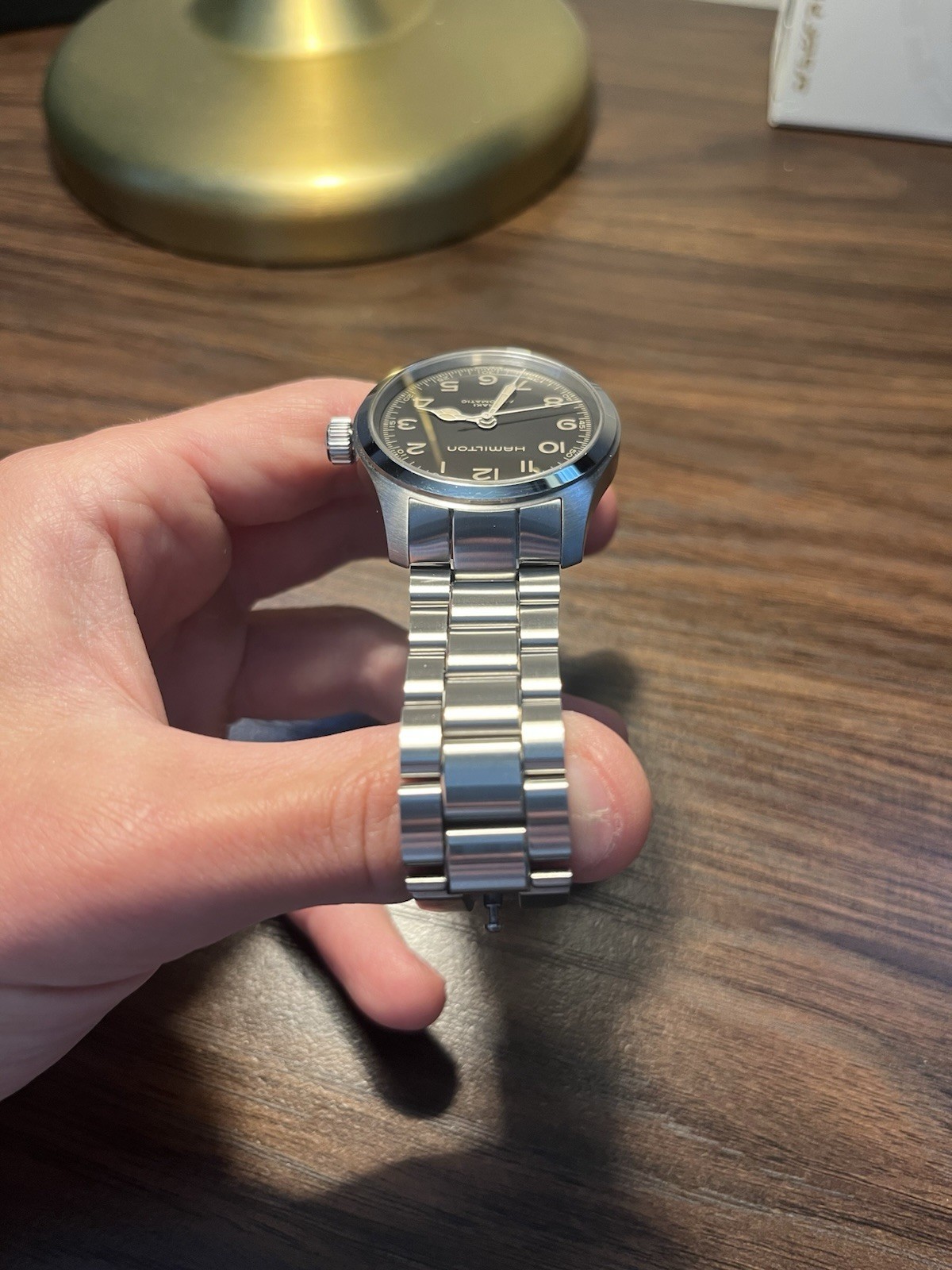 Hamilton Khaki Field Automatic 38mm Black Dial Steel Bracelet Watch w/ Box