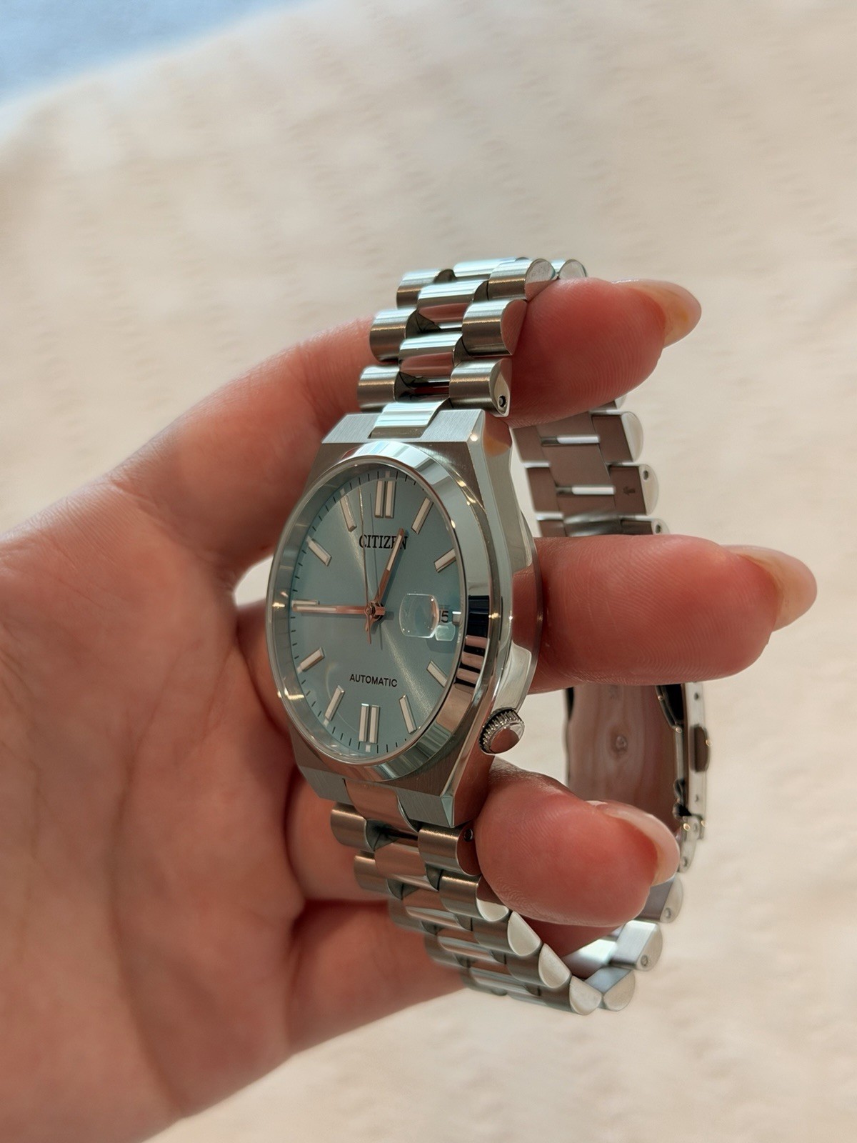 NEW Citizen TSYUOSA Automatic Sunray Sky Blue Men’s Watch Box N Papers NJ015 40m