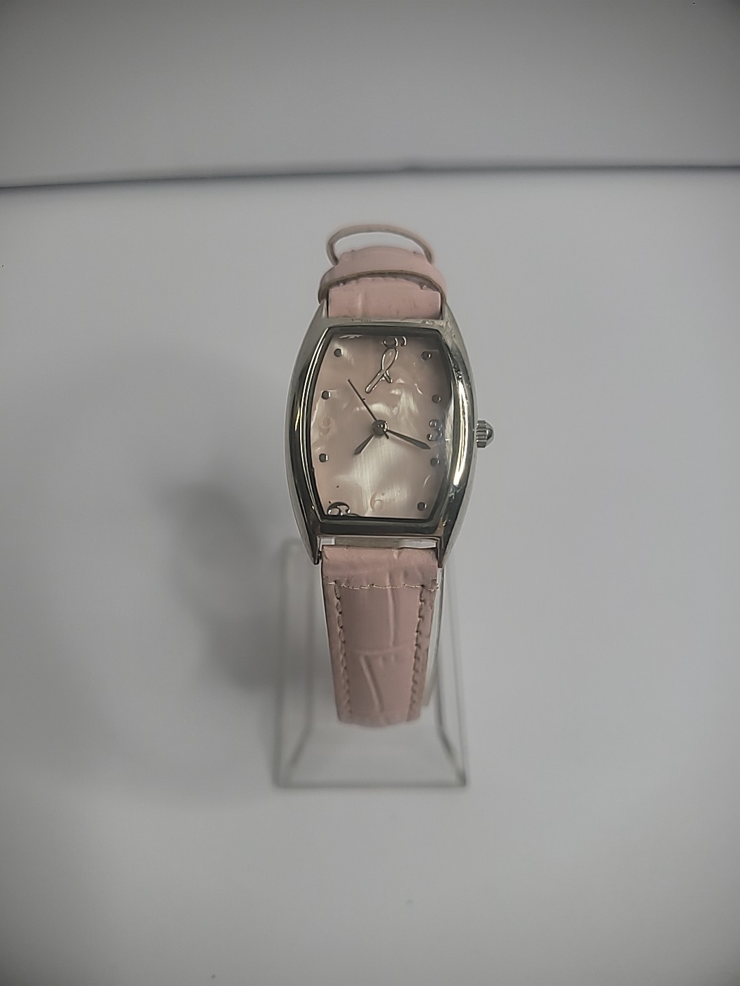 Vintage Wristwatch Watch Womens Pink Breast Cancer Awareness Jewelry Costume
