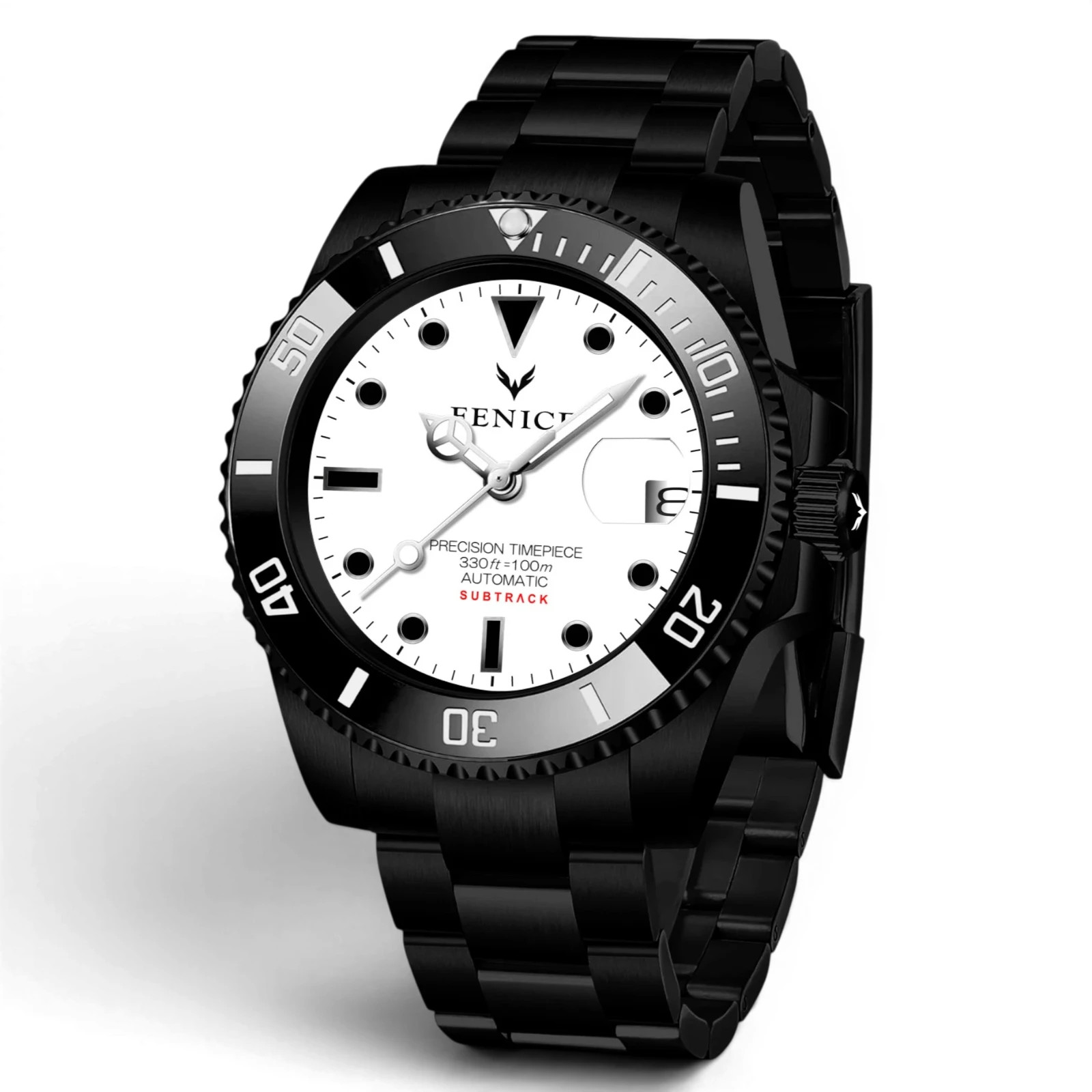 Fenice Subtrack Aurora Noir Automatic Watch 10ATM Miyota, Black, 40 mm