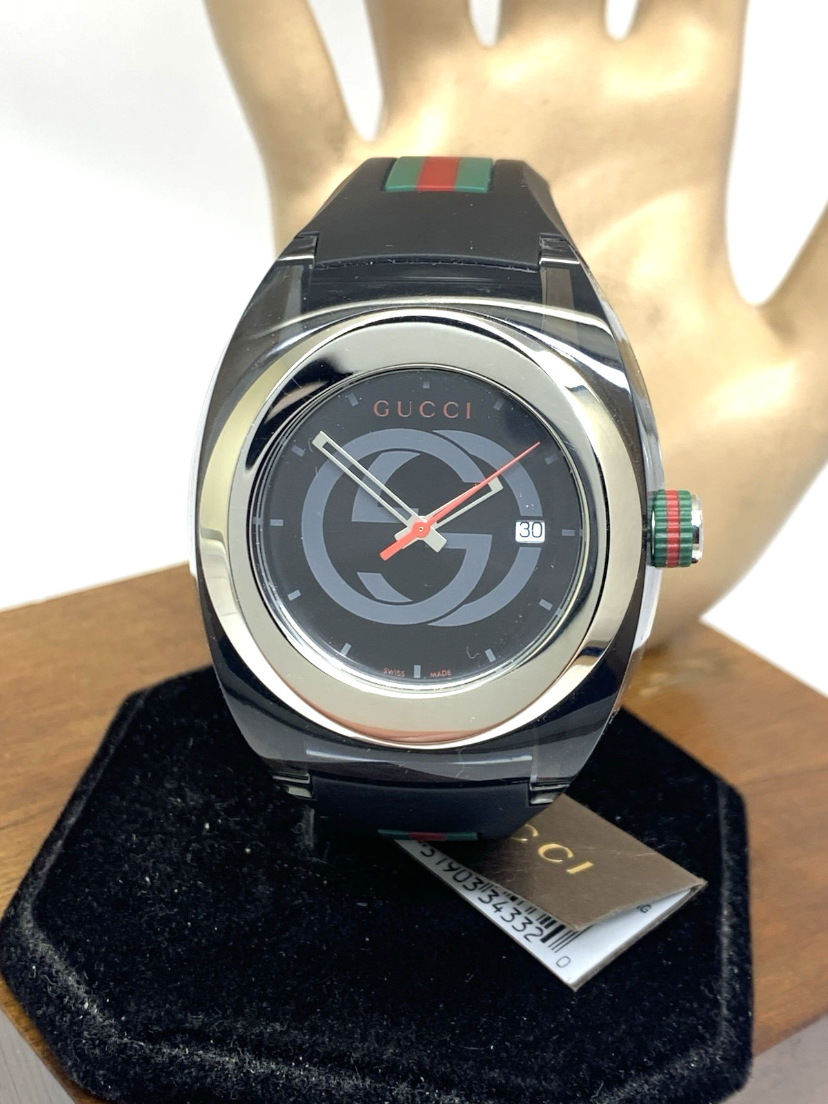 GUCCI Men’s Watch YA137101 Sync Swiss Quartz Black Rubber Band 46mm