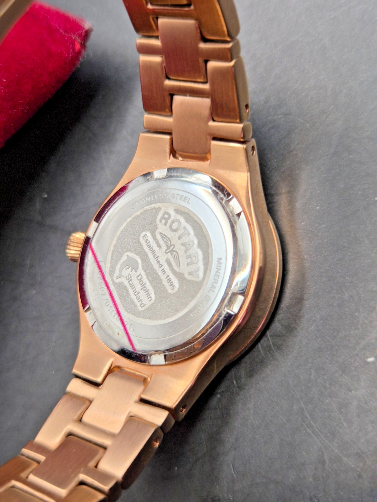 ROTARY Dolphin Standard Women’s Gold Tone Crystal Surround Watch-MINT/Working