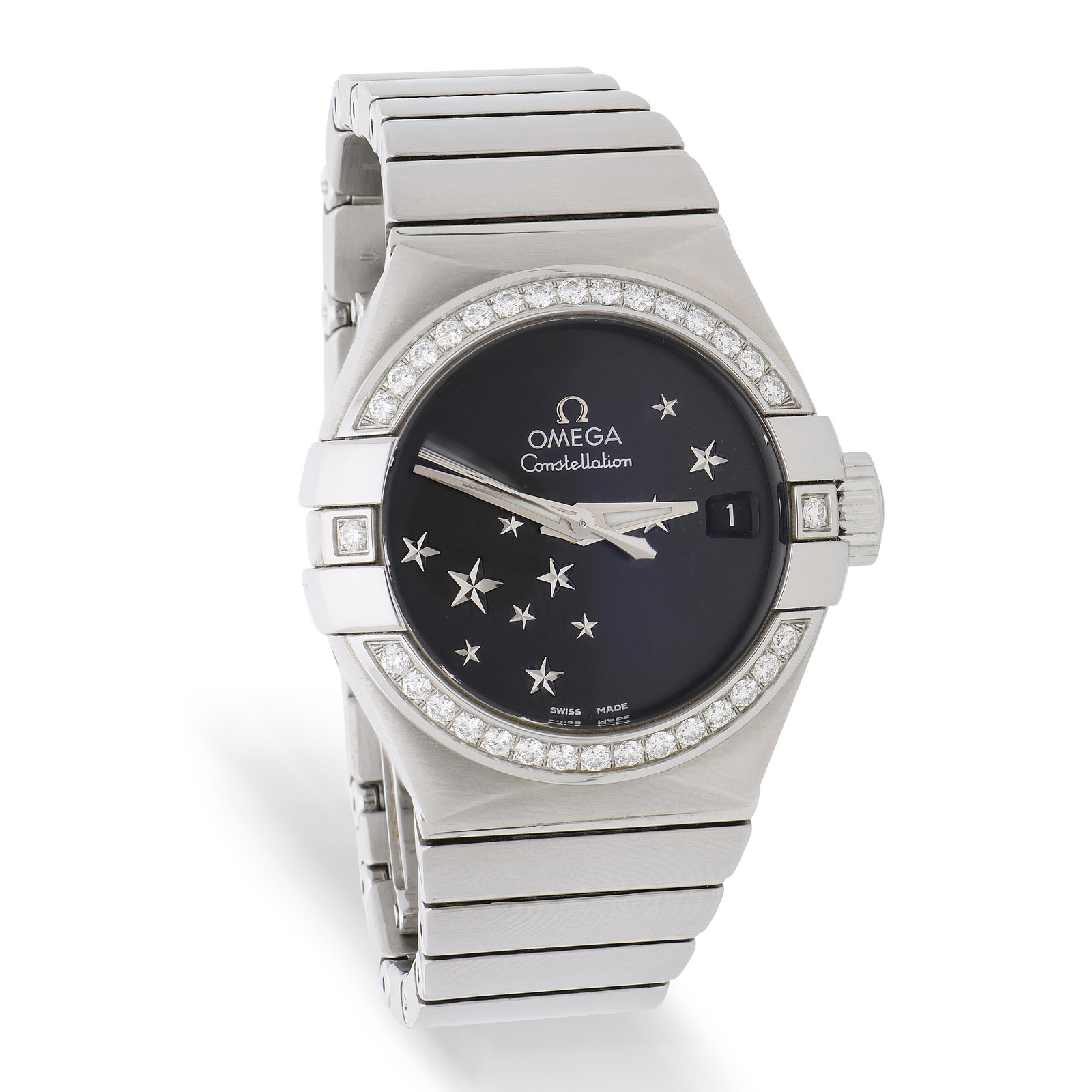 Omega Constellation 27mm Diamond Bezel Black Star Dial Steel Watch 2022 Full Set