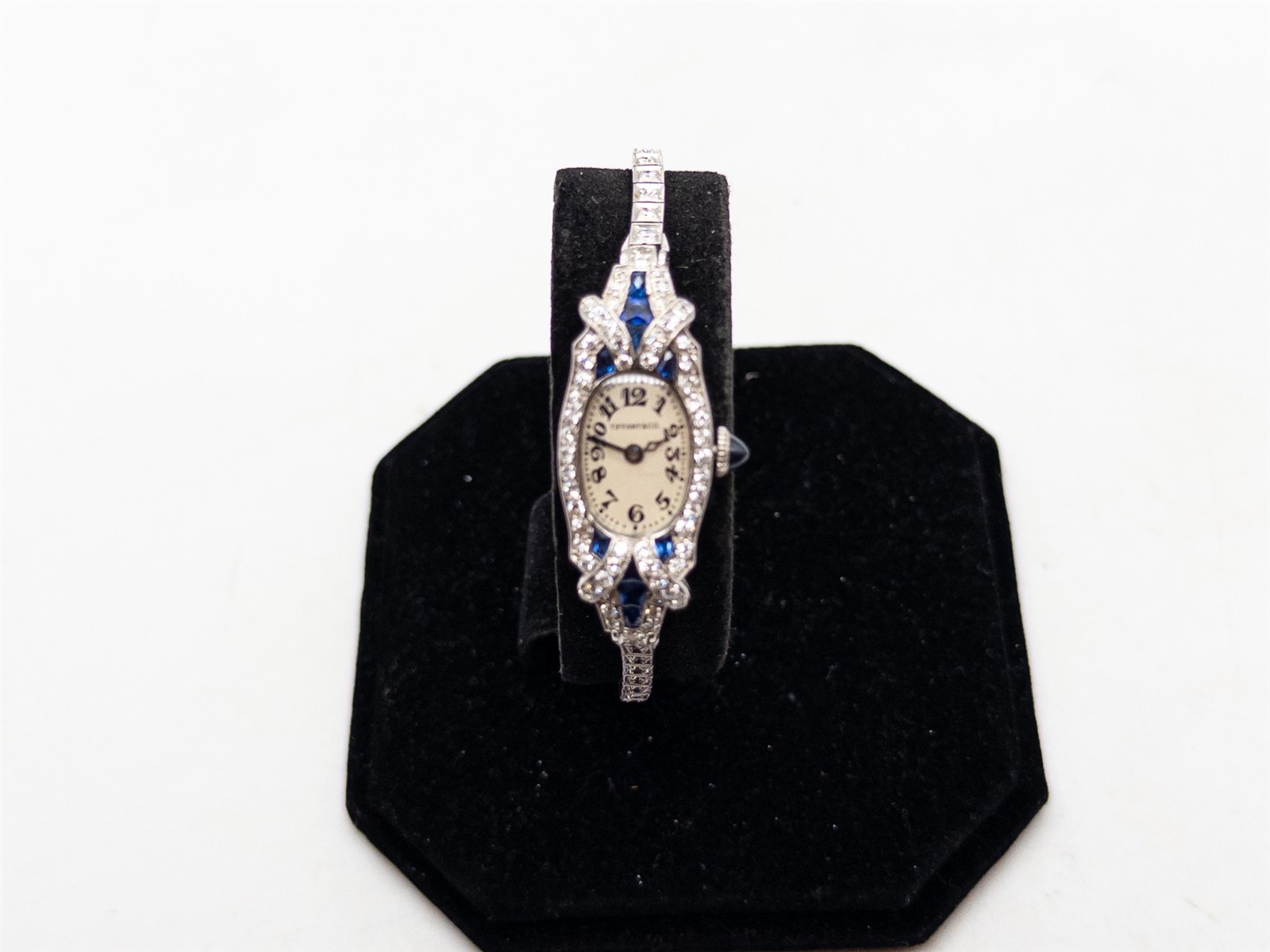 Antique 1920 $15000 Tiffany & Co 3ct Diamond Blue Sapphire Platinum Ladies Watch
