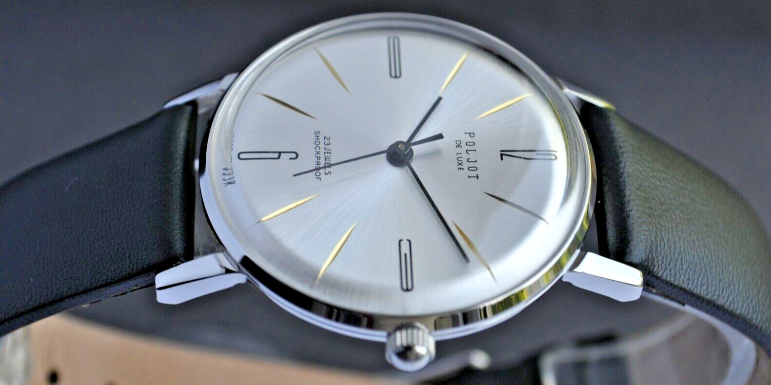 New POLJOT De LUXE New! Extra SLIM Watch Mens Vintag 1970 Case Stainless Steel
