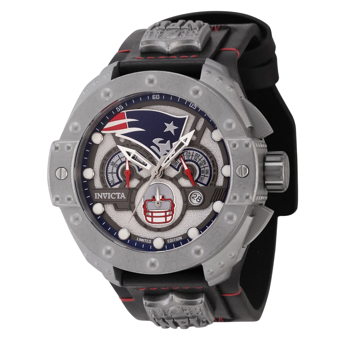 NEW INVICTA 45122 ARMOUR NFL NEW ENGLAND PATRIOTS CHRONOGRAPH STEEL LIMITED 52MM