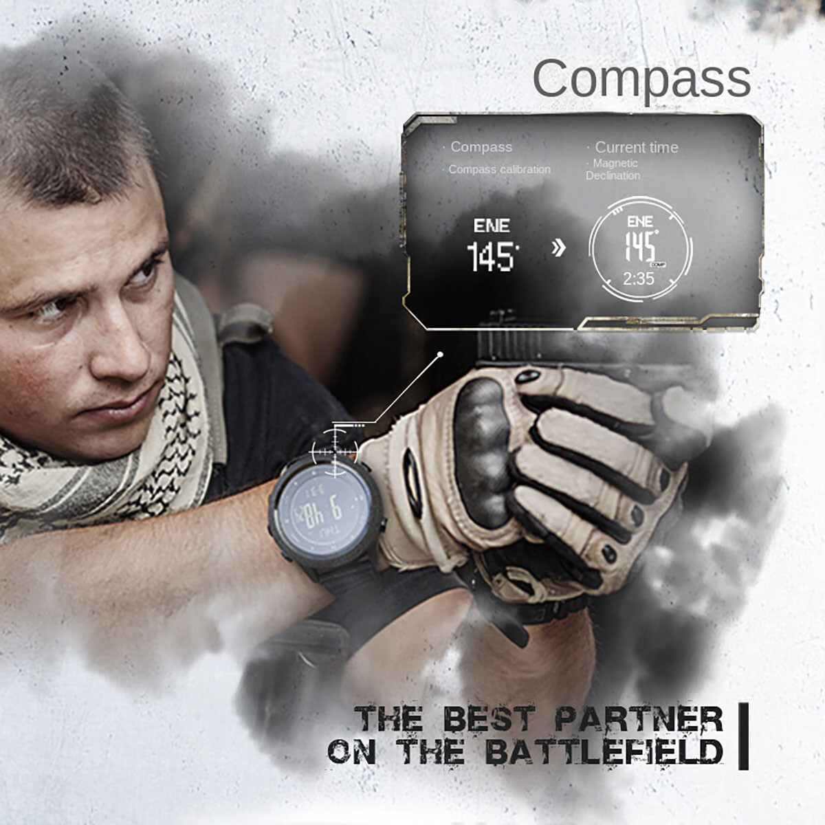 Men Outdoor Sport Tactical Smart Watch Altimeter Barometer Compass WristWatch