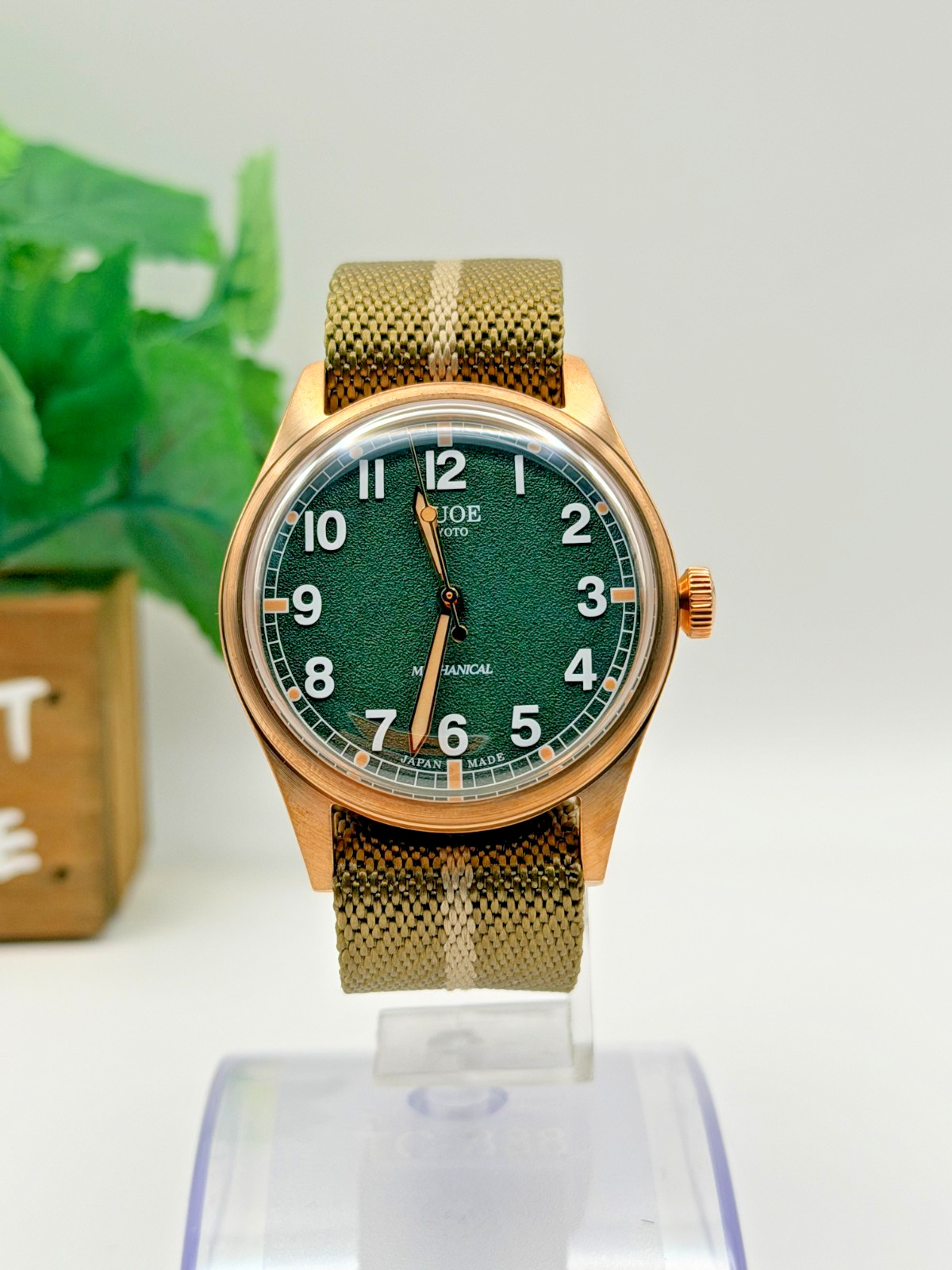 KUOE Old Smith 90002 Bronze 38mm Automatic Field Watch Green Dial Japan Made