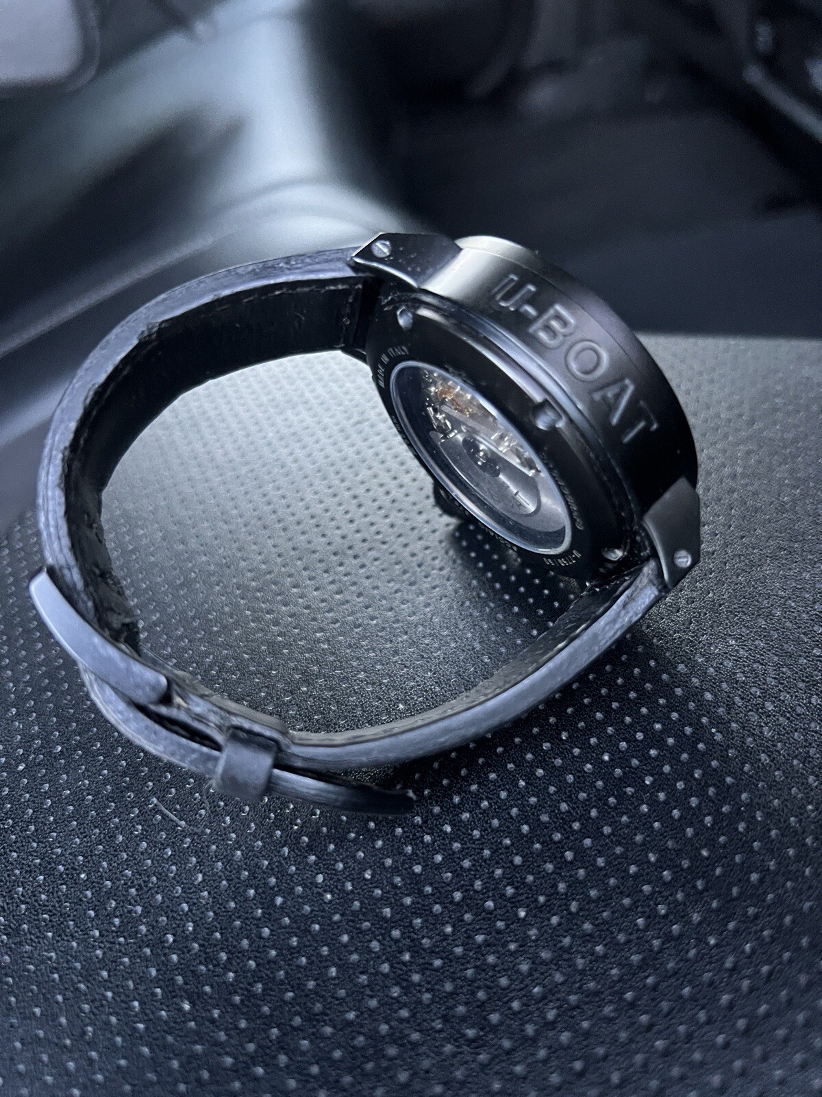 U-BOAT Flight Deck 50mm Black Automatic Dial Leather Strap – U7750