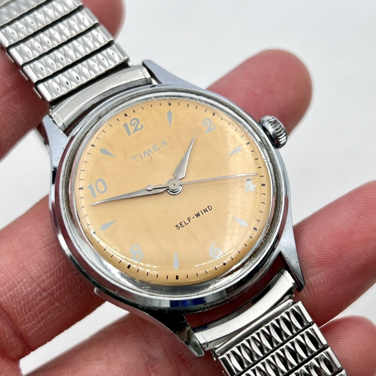 VTG TIMEX Self-Wind Shock Resistant Automatic Chrome Plate & Steel 37.5mm Watch