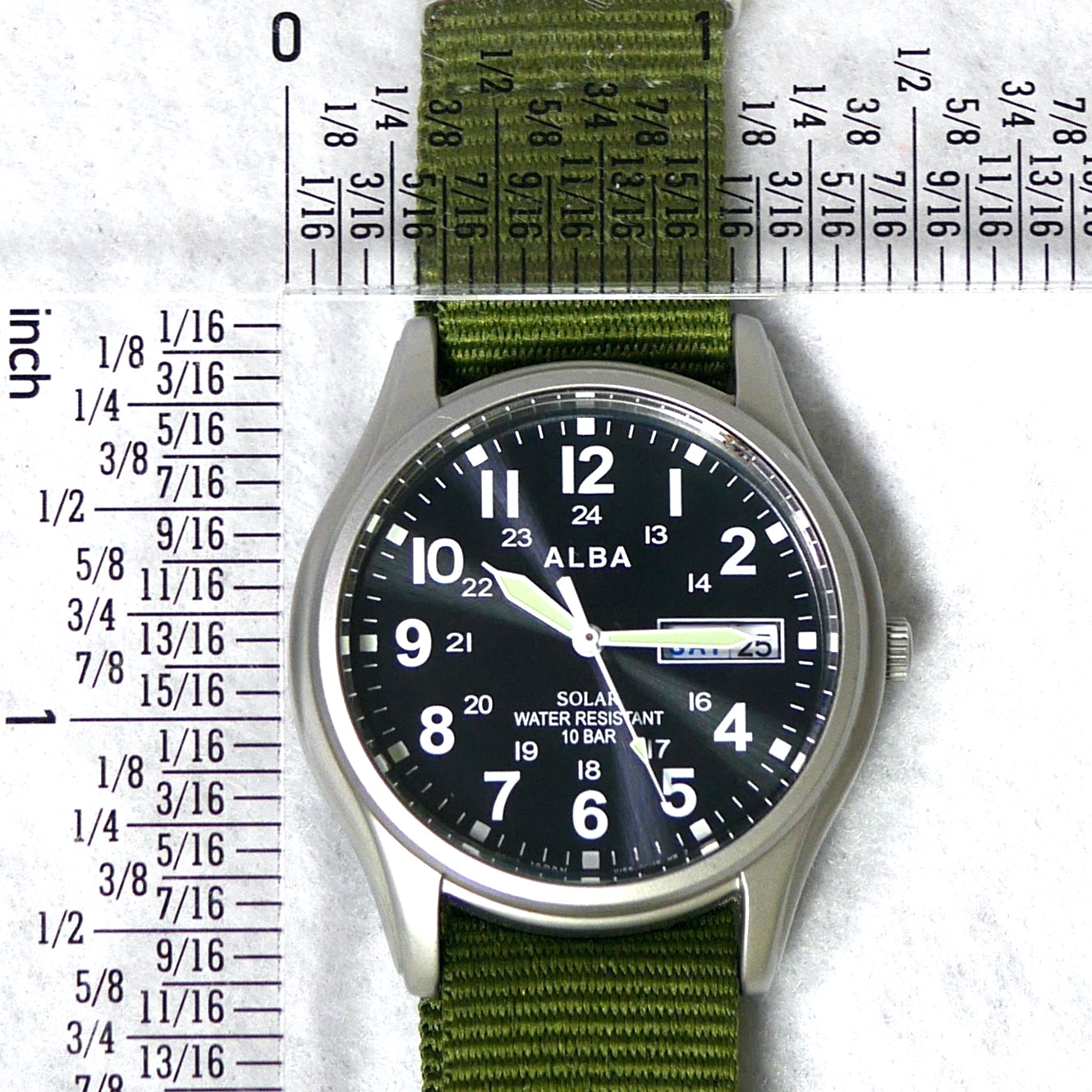 SEIKO ALBA V158-0AX0 Military Solar Powered DayDate Men’s Field Watch 2017 Japan