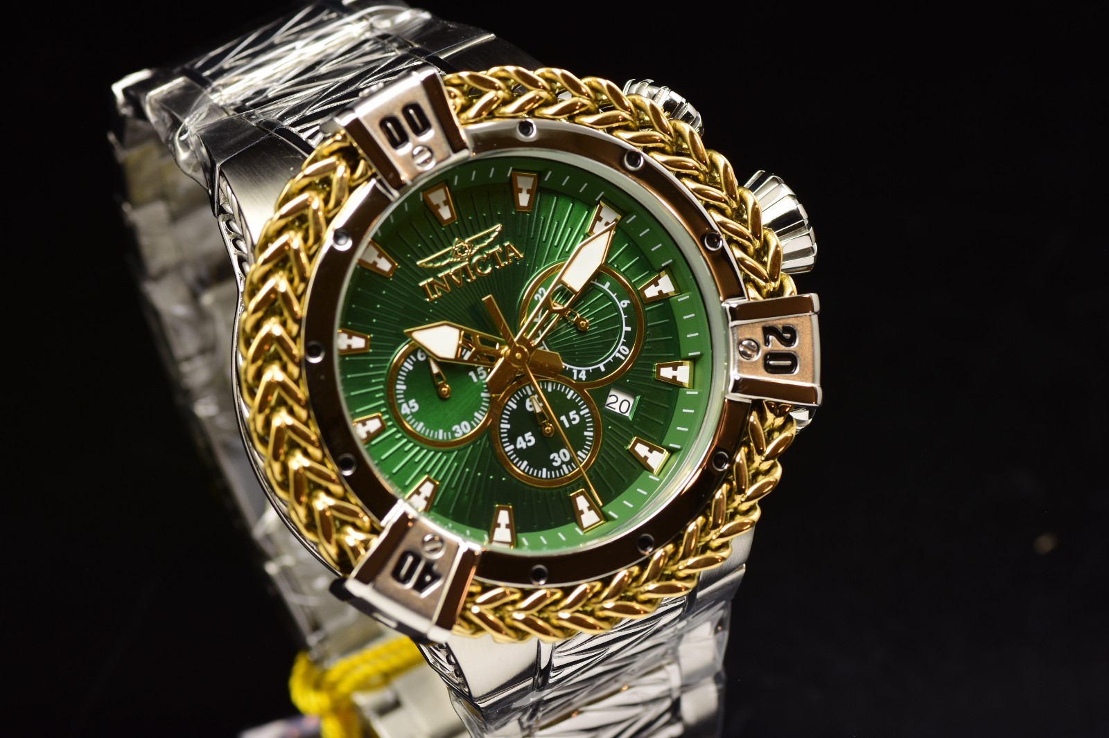 Invicta Mens Bolt HERC 54mm Chronograph Green Dial Stainless Steel Quartz Watch