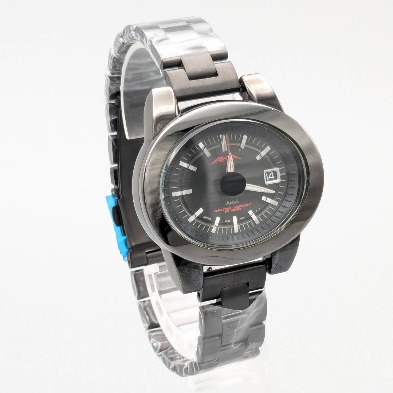 1998 Rare Seiko ALBA AKA V742-5A10 Cushion Case Black Dial 10BAR JDM Watch
