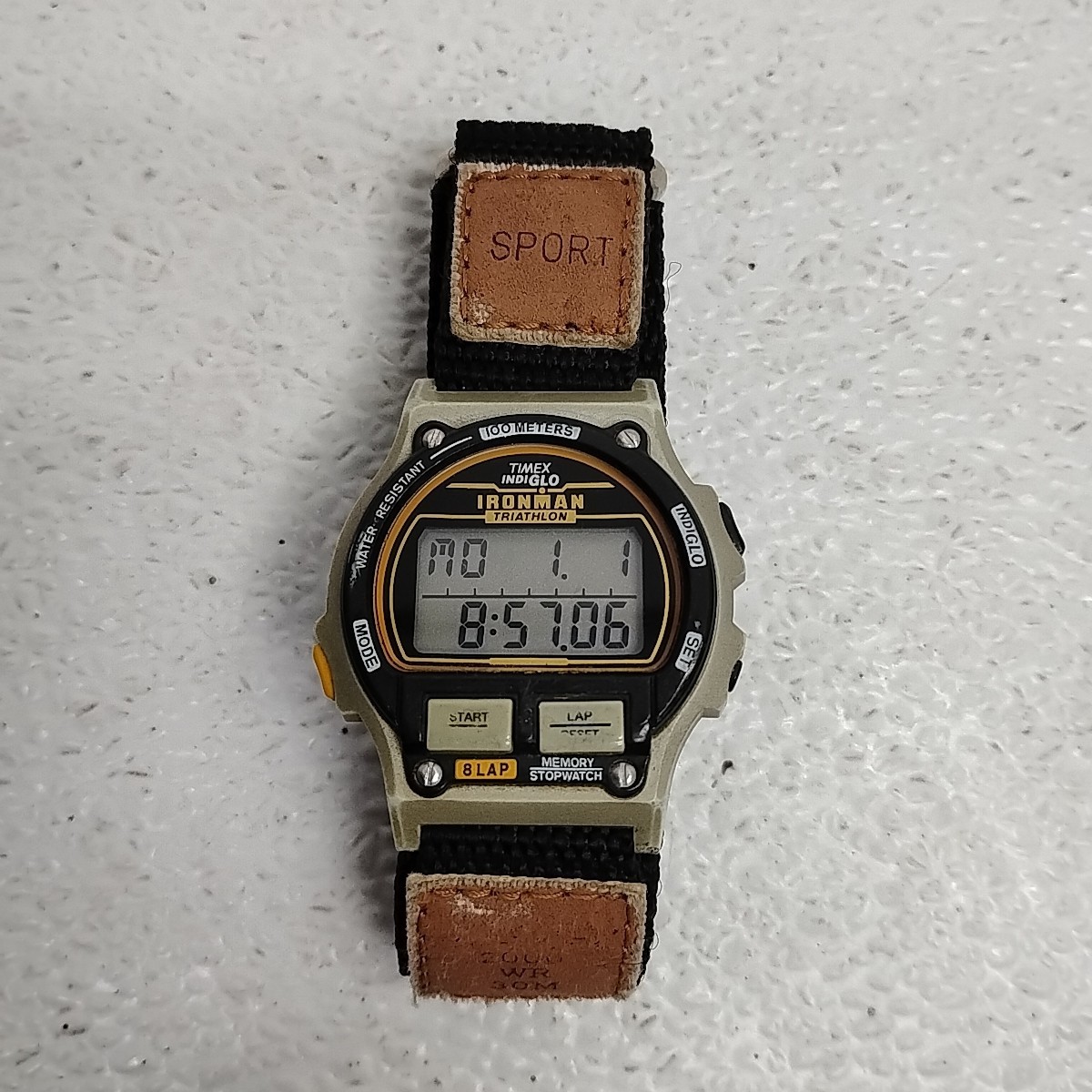 Vtg Timex Ironman Triathlon Watch Men/Women Digital Gray Black Orange Proservice