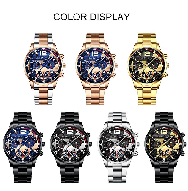 Men New Assorted Quartz Watch Relojes de Hombre Stainless Wrist Band Mens Gift