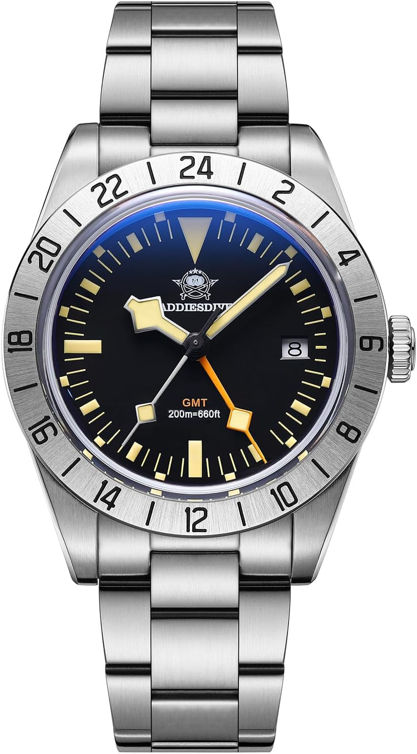 Men’S Watches GMT Watch Quartz, Dual Time, Quickset Date with Screw down Crown,