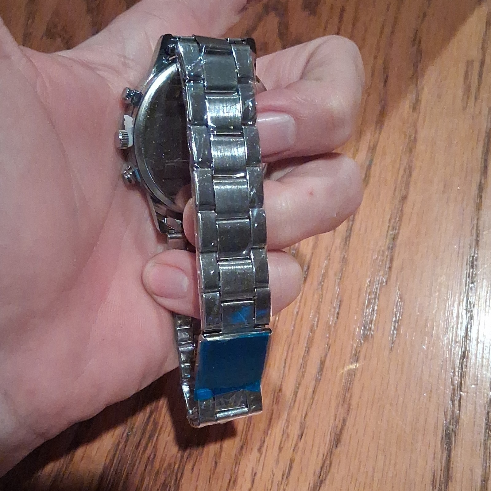 Geneva Men’s Analog Wristwatch Silver Metal Bracelet White Dial Baton Indexes