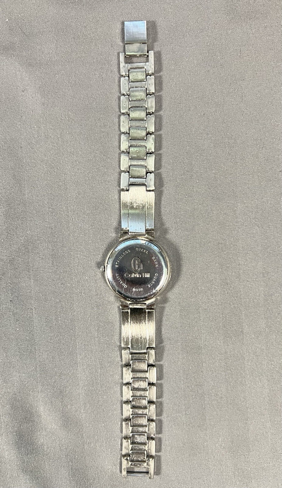 Calvin Hill Silver Tone Quartz Watch 30mm Case 7.75″ Bracelet New Battery Works!
