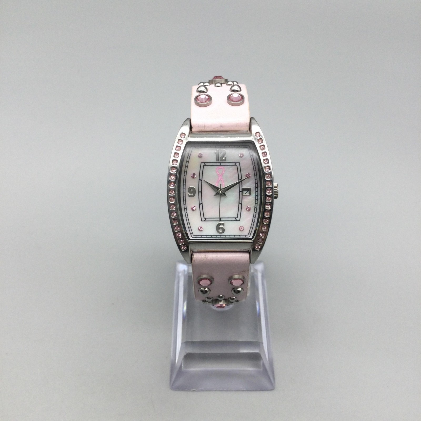 Montana Womens Watch 28mm Pink Crystals Breast Cancer Awareness New Battery