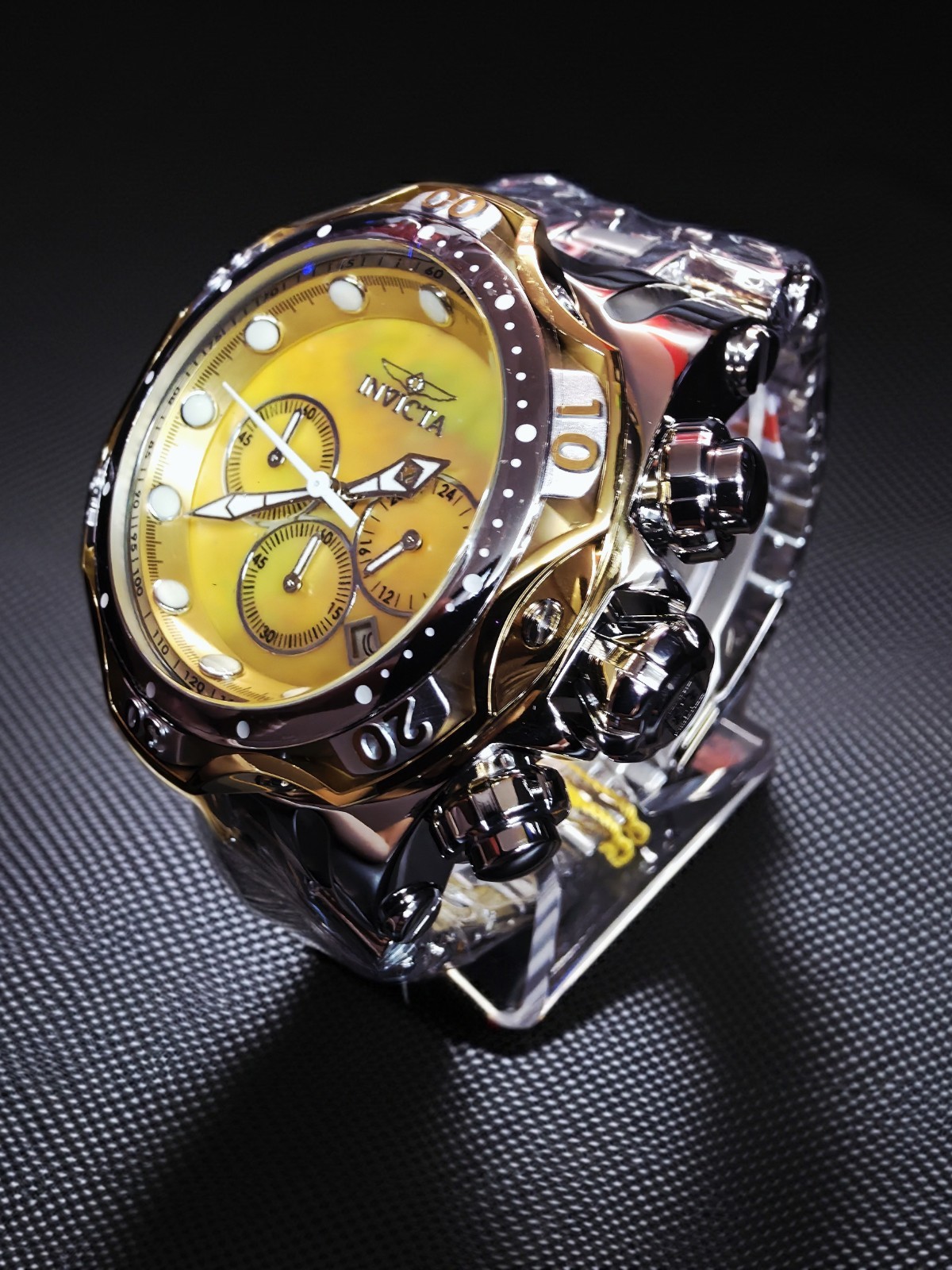 🔥🔥🔥INVICTA FUSION NACREVAU WATCH MOTHER OF PEARL DIAL 54MM STEEL, GOLD🔥🔥🔥