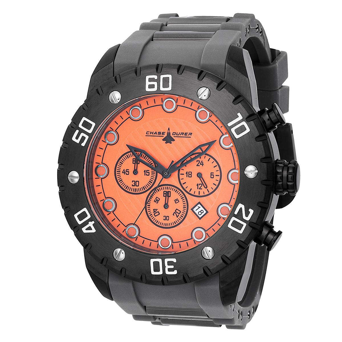 Chase Durer Men’s Orange Full Lume Dial 50mm Gray Chronograph Watch CDW-0119