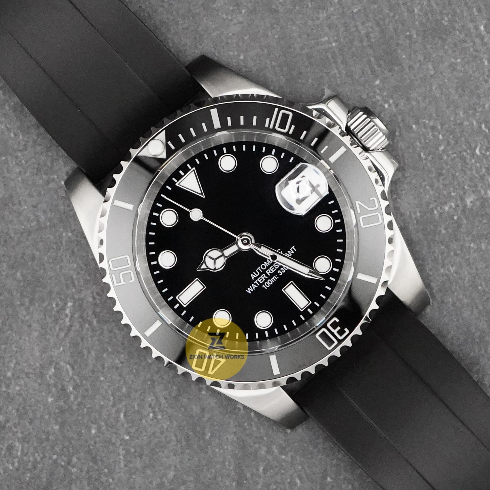 Custom Made 40mm Black Custom Sub w/ Strap Style Mod Watch NH35 Movement