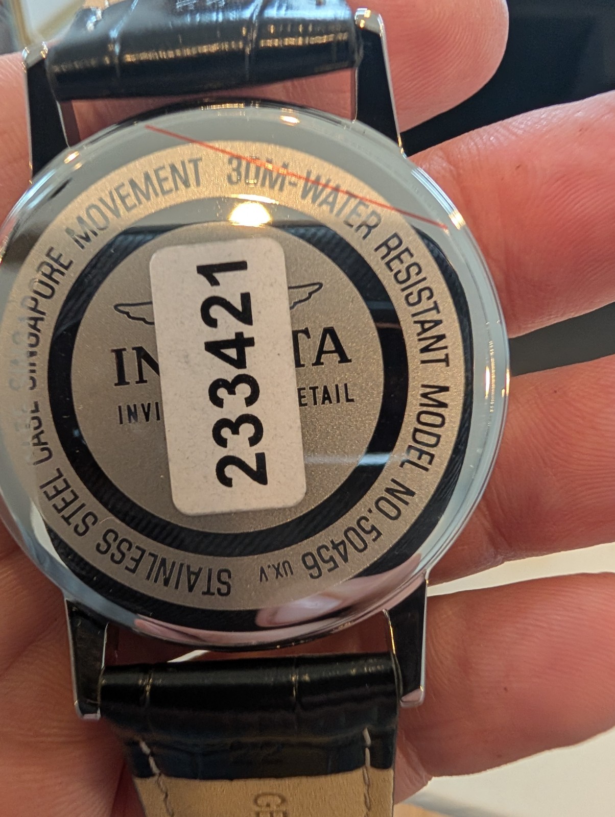 Invicta Men’s Quartz Dress Watch Silver Sunburst Dial Black Leather Strap