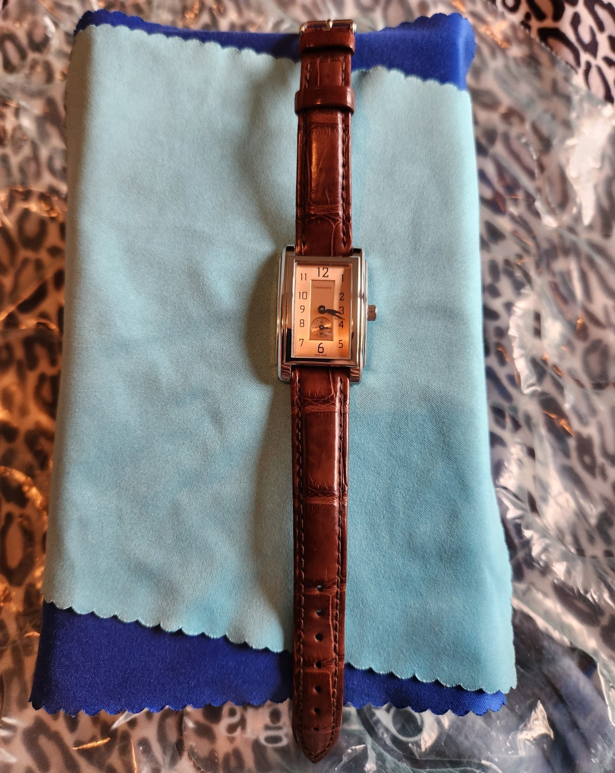 Tiffany’s Grand Ladies’ Swiss Made Quartz Watch Bronze Dial Crocodile Strap