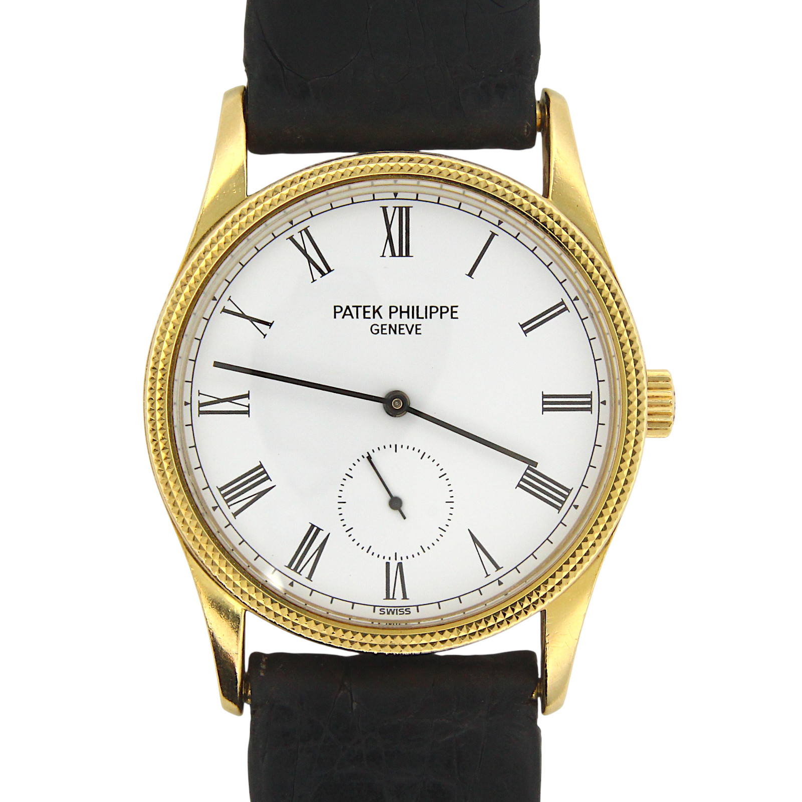 Patek Philippe Calatrava 31mm Clou De Paris Hobnail Bezel Manual Wind 18k Gold