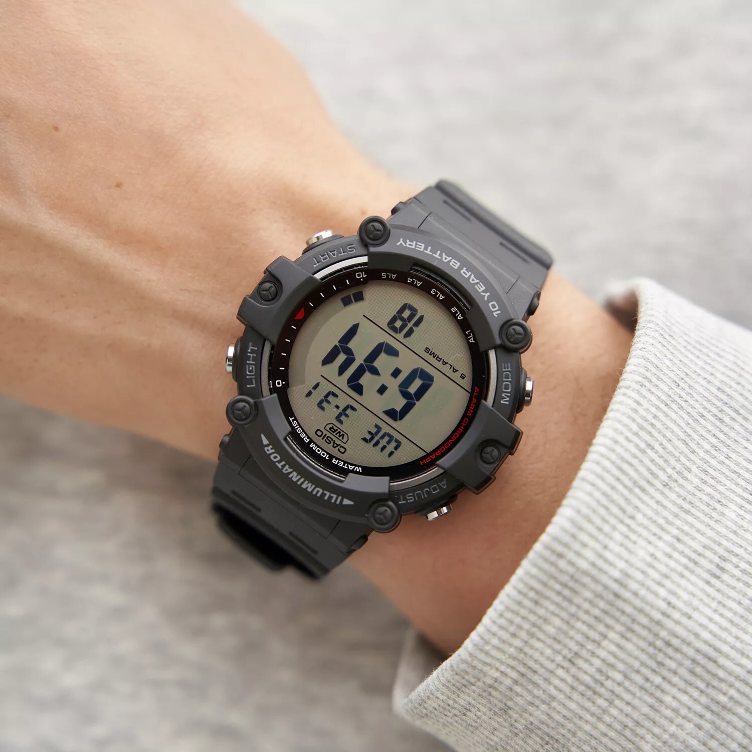 Casio AE1500WH-1AV WIDE FACE Digital Watch 100M WR 10 Year Battery 5 Alarms New