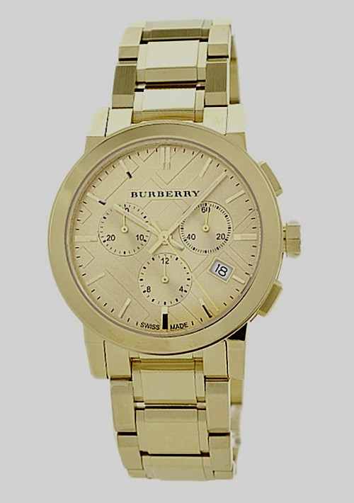 Brand New Burberry BU9753 The City Gold Toned Chronograph Dial Unisex Watch