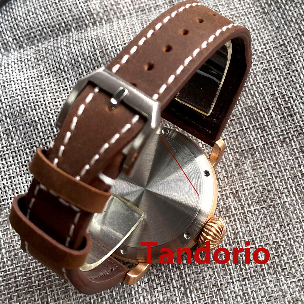 46.5mm Tandorio CUSN8 Solid Bronze case Black Dial NH35A Big Automatic Men Watch