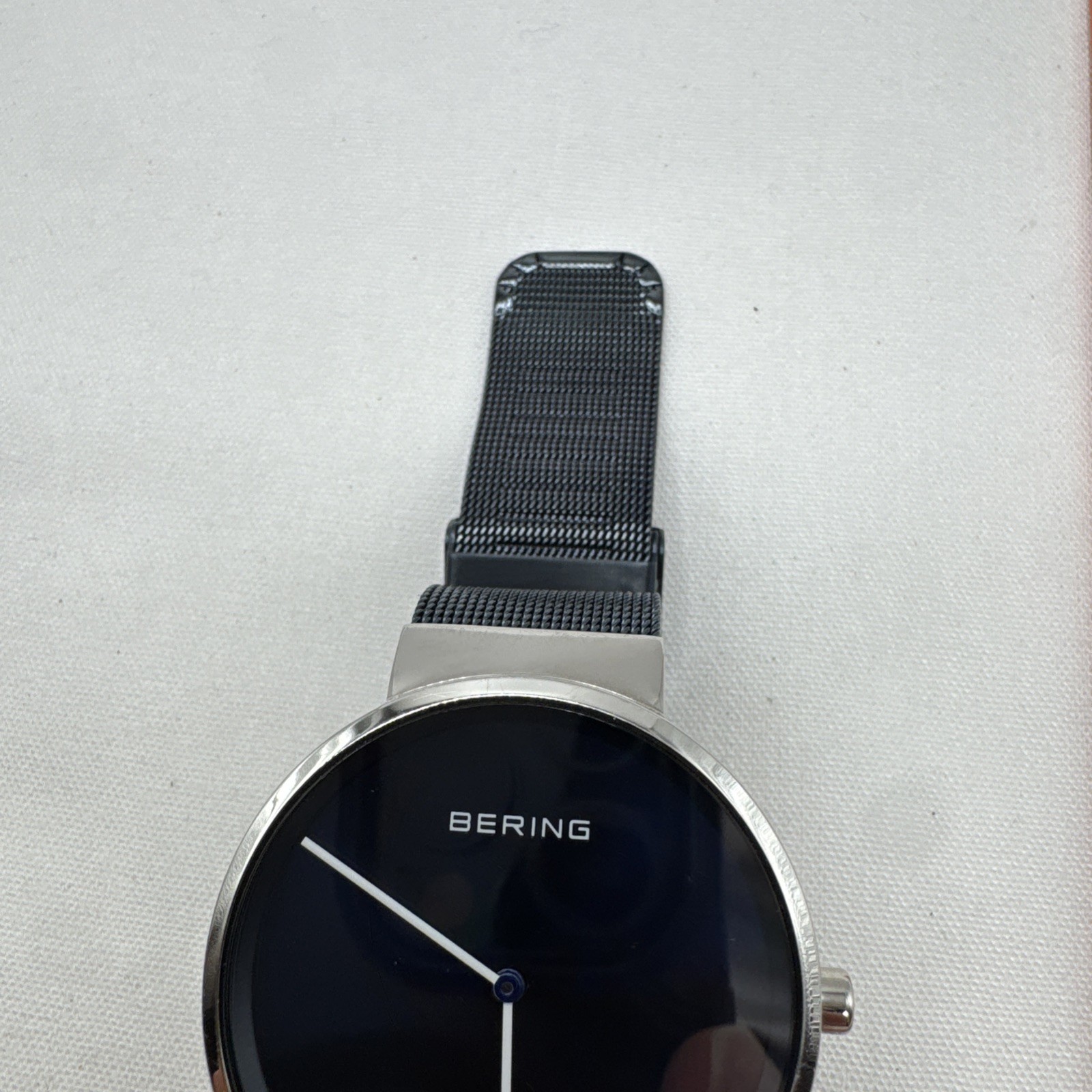 BERING Classic Polished Silver Blue 39mm Sunray Dial Unisex Watch 14539-307