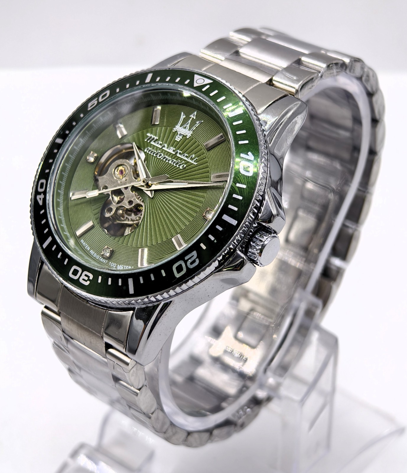 Excellent Maserati Automatic Green Dial Fix Bezel Analog Men’s Wrist Watch