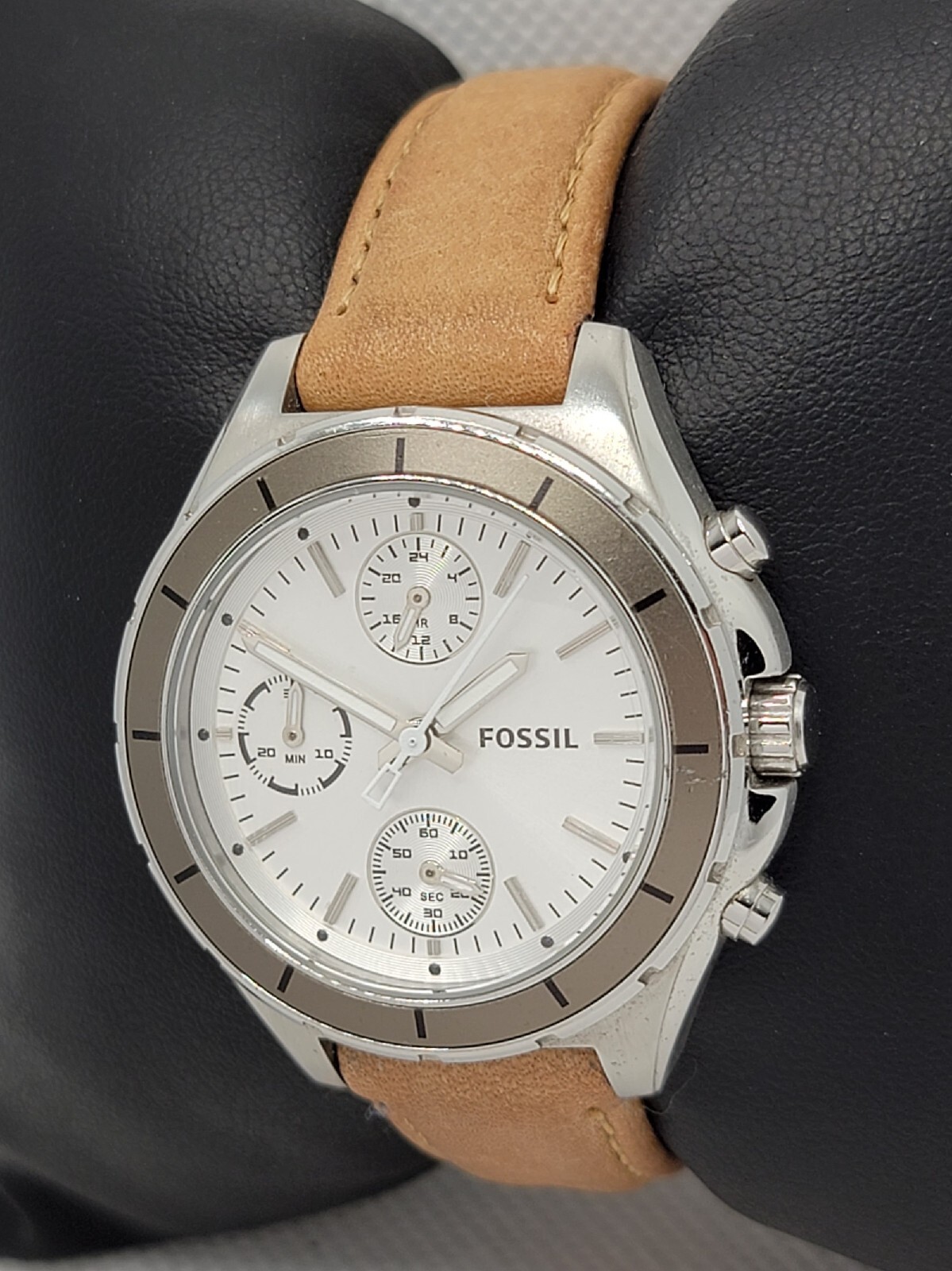 Ladies Fossil Flight Chronograph Brown Leather Strap Analog Watch CH-2830 I3